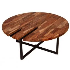 35.4 in. L Brown and Black Round Wooden Top Coffee Table with Metal Base by The Urban Port -The Urban Port Sales brown and black the urban port coffee tables upt 238077 4f 1000
