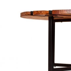 35.4 in. L Brown and Black Round Wooden Top Coffee Table with Metal Base by The Urban Port -The Urban Port Sales brown and black the urban port coffee tables upt 238077 66 1000