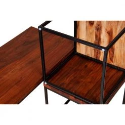 15.8 in. L Brown Solid Wood Rectangular Coffee Table Set with Grain Details and Metal Frame (Set of 3) by The Urban Port -The Urban Port Sales brown and black the urban port coffee tables upt 238080 4f 1000