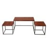 15.8 in. L Brown Solid Wood Rectangular Coffee Table Set with Grain Details and Metal Frame (Set of 3) by The Urban Port