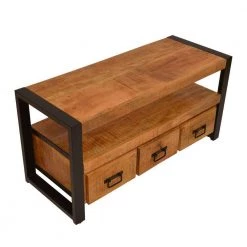 41 in. Brown and Black Rectangle Wooden Farmhouse Coffee Table with Open Shelf and 3-Drawer by The Urban Port -The Urban Port Sales brown and black the urban port coffee tables upt 242959 44 1000