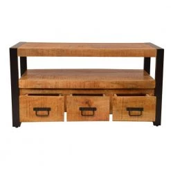 41 in. Brown and Black Rectangle Wooden Farmhouse Coffee Table with Open Shelf and 3-Drawer by The Urban Port -The Urban Port Sales brown and black the urban port coffee tables upt 242959 4f 1000