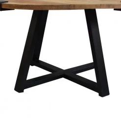 31 in. Brown and Black Round Wooden Coffee Table with Banded Metal Frame by The Urban Port -The Urban Port Sales brown and black the urban port coffee tables upt 247103 4f 1000