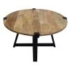 31 in. Brown and Black Round Wooden Coffee Table with Banded Metal Frame by The Urban Port
