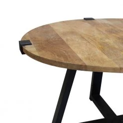 31 in. Brown and Black Round Wooden Coffee Table with Banded Metal Frame by The Urban Port -The Urban Port Sales brown and black the urban port coffee tables upt 247103 c3 1000