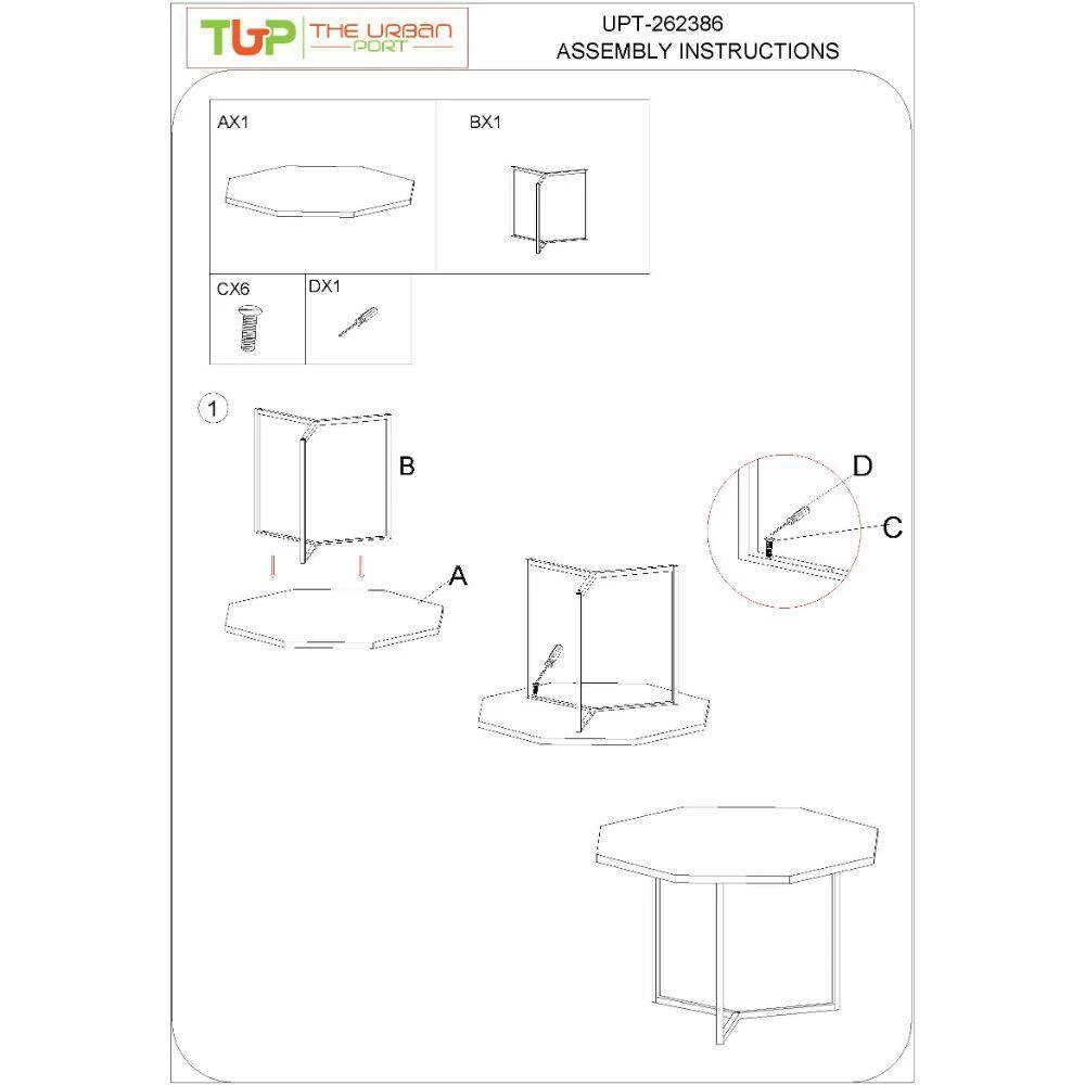 35,28 in. L Brown and Black Mango Wood Octagon Top 2 Piece Nesting Coffee Table Set by The Urban Port 10 35,28 in. L Brown and Black Mango Wood Octagon Top 2 Piece Nesting Coffee Table Set by The Urban Port - Image 10