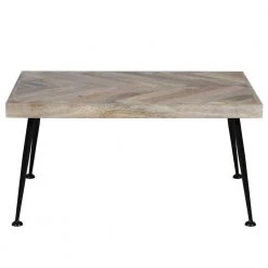 26 in. Brown and Black Iron Legs Herringbone Design Rectangular Mango Wood Coffee Table by The Urban Port -The Urban Port Sales brown and black the urban port coffee tables upt 262396 c3 1000