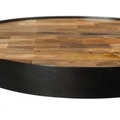 30 in. L Brown and Black Round Mango Wood Coffee Table with Metal Tripod Base by The Urban Port -The Urban Port Sales brown and black the urban port coffee tables upt 262404 4f 1000