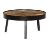 30 in. L Brown and Black Round Mango Wood Coffee Table with Metal Tripod Base by The Urban Port