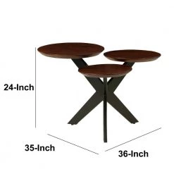 36 in Modern Brown and Black Round Coffee Table with 3-Tier Wooden Top and Boomerang Legs by The Urban Port -The Urban Port Sales brown and black the urban port coffee tables upt 263263 fa 1000