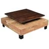 36 in. Brown and Black Square Wooden Farmhouse Coffee Table with 2 Drawers and Open Bottom Shelf by The Urban Port