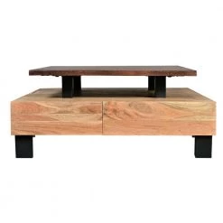 36 in. Brown and Black Square Wooden Farmhouse Coffee Table with 2 Drawers and Open Bottom Shelf by The Urban Port -The Urban Port Sales brown and black the urban port coffee tables upt 263760 c3 1000