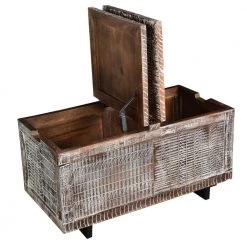 18 in. Gray and Brown Rectangular Mango Wood Trunk Coffee Table with Metal Sled Base by The Urban Port -The Urban Port Sales brown and black the urban port coffee tables upt 263775 4f 1000