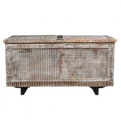 18 in. Gray and Brown Rectangular Mango Wood Trunk Coffee Table with Metal Sled Base by The Urban Port -The Urban Port Sales brown and black the urban port coffee tables upt 263775 c3 1000