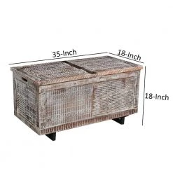 18 in. Gray and Brown Rectangular Mango Wood Trunk Coffee Table with Metal Sled Base by The Urban Port -The Urban Port Sales brown and black the urban port coffee tables upt 263775 fa 1000