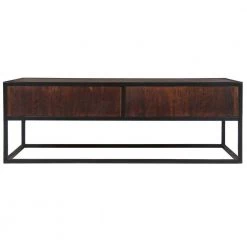 45 in. Brown and Black Rectangular Mango Wood Coffee Table with Metal Frame and 2 Drawers by The Urban Port -The Urban Port Sales brown and black the urban port coffee tables upt 270555 1f 1000