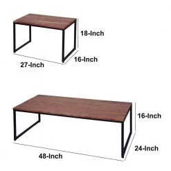 24 in. Brown and Black Rectangular Wood Nesting Coffee and End Table Set with Sled Metal Base (Set of 2) by The Urban Port -The Urban Port Sales brown and black the urban port coffee tables upt 272525 1d 1000