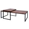 24 in. Brown and Black Rectangular Wood Nesting Coffee and End Table Set with Sled Metal Base (Set of 2) by The Urban Port