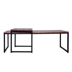 24 in. Brown and Black Rectangular Wood Nesting Coffee and End Table Set with Sled Metal Base (Set of 2) by The Urban Port -The Urban Port Sales brown and black the urban port coffee tables upt 272525 c3 1000