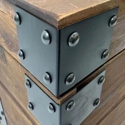 Blake 41 in. Brown and Black Rectangle Solid Wood Trunk Coffee Table with Metal Rivets and Caster Wheels by The Urban Port -The Urban Port Sales brown and black the urban port coffee tables upt 273095 4f 1000