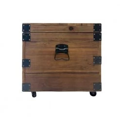 Blake 41 in. Brown and Black Rectangle Solid Wood Trunk Coffee Table with Metal Rivets and Caster Wheels by The Urban Port -The Urban Port Sales brown and black the urban port coffee tables upt 273095 c3 1000