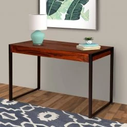 14 in. L Rectangle Brown Solid Wood Industrial Console Table with Metal Frame by The Urban Port -The Urban Port Sales brown and black the urban port console tables upt 238082 1d 1000