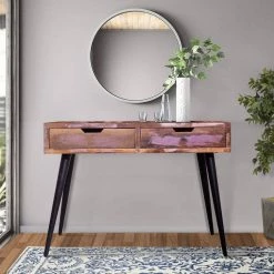43 in. Brown and Black Rectangle Wooden 2 Drawer Console Table with Angled Legs and Multi Tone Pastel Accent by The Urban Port -The Urban Port Sales brown and black the urban port console tables upt 238093 31 1000