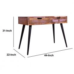 43 in. Brown and Black Rectangle Wooden 2 Drawer Console Table with Angled Legs and Multi Tone Pastel Accent by The Urban Port -The Urban Port Sales brown and black the urban port console tables upt 238093 44 1000