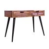 43 in. Brown and Black Rectangle Wooden 2 Drawer Console Table with Angled Legs and Multi Tone Pastel Accent by The Urban Port