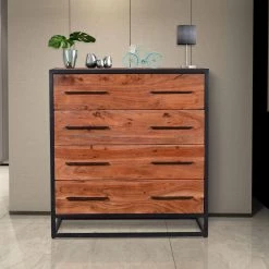 4-Drawer Brown and Black Handmade Dresser with Live Edge Design 30 in. L x 16 in. W x 32 in. H by The Urban Port -The Urban Port Sales brown and black the urban port dressers upt 197872 31 1000