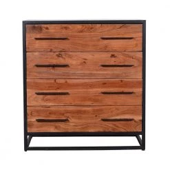 4-Drawer Brown and Black Handmade Dresser with Live Edge Design 30 in. L x 16 in. W x 32 in. H by The Urban Port -The Urban Port Sales brown and black the urban port dressers upt 197872 4f 1000