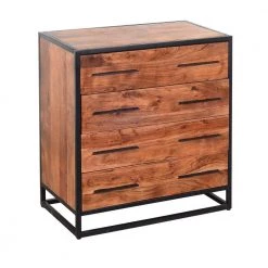 4-Drawer Brown and Black Handmade Dresser with Live Edge Design 30 in. L x 16 in. W x 32 in. H by The Urban Port