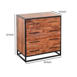 4-Drawer Brown and Black Handmade Dresser with Live Edge Design 30 in. L x 16 in. W x 32 in. H by The Urban Port -The Urban Port Sales brown and black the urban port dressers upt 197872 fa 1000