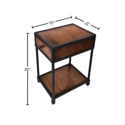 Brown and Black Metal Framed Mango Wood End Table with Drawer and Open Base by The Urban Port -The Urban Port Sales brown and black the urban port end side tables upt 186119 40 1000