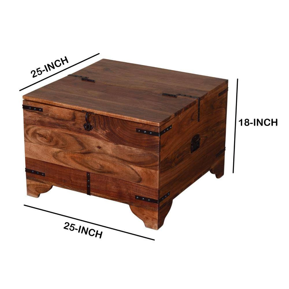 17.5 in. H Brown and Black Trunk Shape Mango Wood Storage Side/ End Table with Hinged Top by The Urban Port 4 17.5 in. H Brown and Black Trunk Shape Mango Wood Storage Side/ End Table with Hinged Top by The Urban Port - Image 4