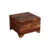 17.5 in. H Brown and Black Trunk Shape Mango Wood Storage Side/ End Table with Hinged Top by The Urban Port