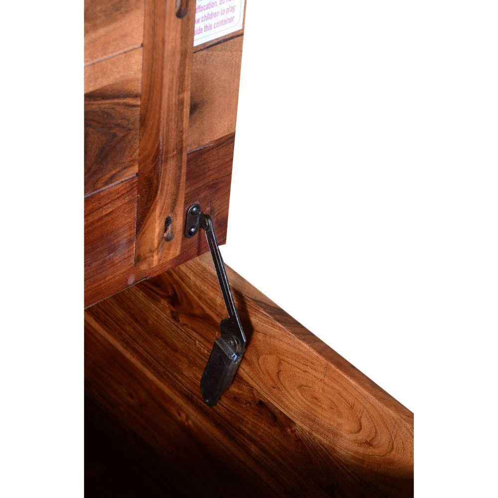 17.5 in. H Brown and Black Trunk Shape Mango Wood Storage Side/ End Table with Hinged Top by The Urban Port 11 17.5 in. H Brown and Black Trunk Shape Mango Wood Storage Side/ End Table with Hinged Top by The Urban Port - Image 11