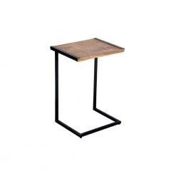25.5 in. H Brown and Black C Shape Mango Wood Sofa side End Table with Metal Cantilever Base by The Urban Port -The Urban Port Sales brown and black the urban port end side tables upt 204790 1f 1000