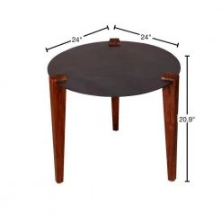 24 in. W Brown and Black Metal Round Top Side End Table with Tapered Legs by The Urban Port -The Urban Port Sales brown and black the urban port end side tables upt 238065 40 1000