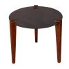 24 in. W Brown and Black Metal Round Top Side End Table with Tapered Legs by The Urban Port