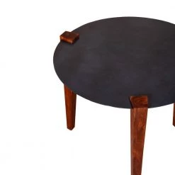 24 in. W Brown and Black Metal Round Top Side End Table with Tapered Legs by The Urban Port -The Urban Port Sales brown and black the urban port end side tables upt 238065 c3 1000
