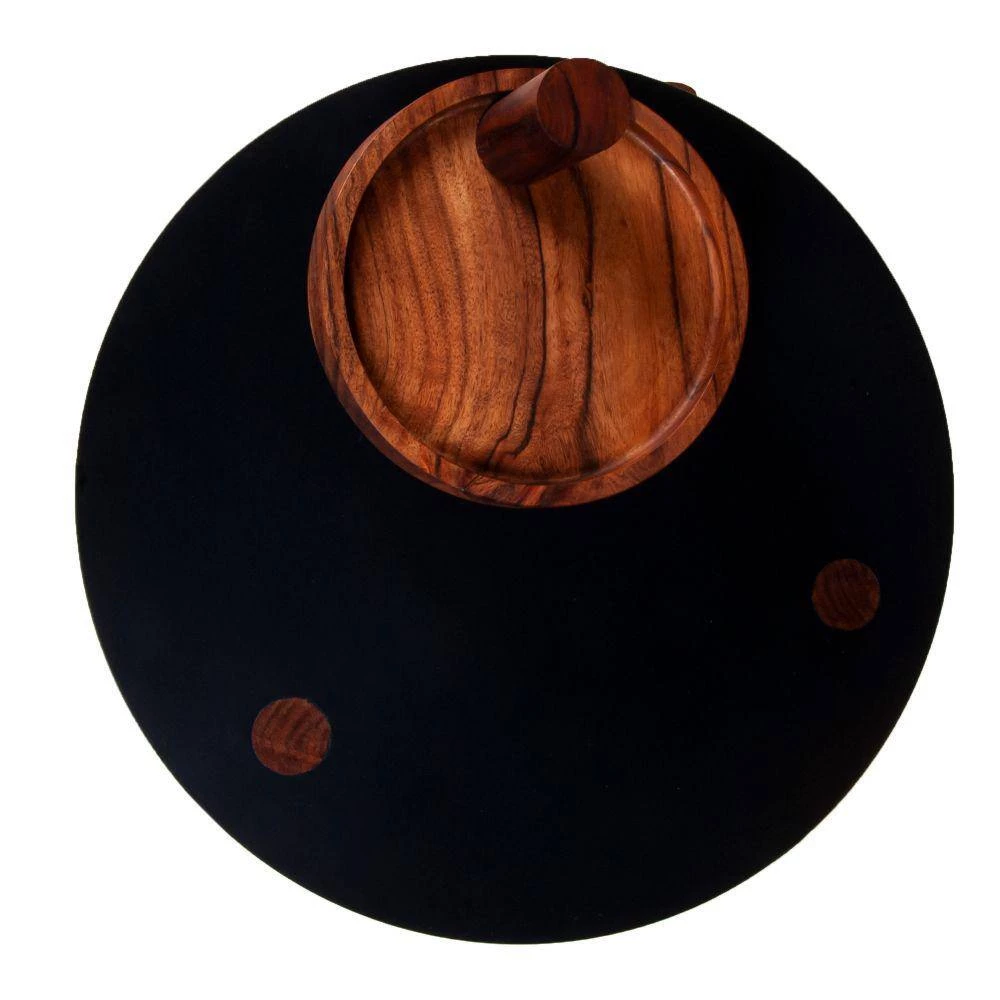 18 in. W Brown and Black Metal Round Top Side Table with Rotatable Tray and Tripod Legs by The Urban Port 4 18 in. W Brown and Black Metal Round Top Side Table with Rotatable Tray and Tripod Legs by The Urban Port - Image 4