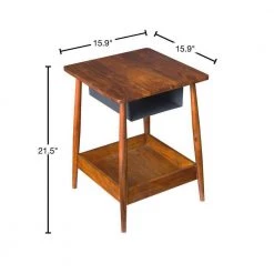 21.5 in. Brown and Black Square Handcrafted 2 Tone Acacia Wood Side Table Nightstand with Metal Cubby and Bottom Shelf by The Urban Port 12 21.5 in. Brown and Black Square Handcrafted 2 Tone Acacia Wood Side Table Nightstand with Metal Cubby and Bottom Shelf by The Urban Port -The Urban Port Sales brown and black the urban port end side tables upt 238070 40 1000