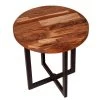 18 in. Brown and Black Round Solid Acacia Wood Tabletop End Side Table with Steel Frame by The Urban Port