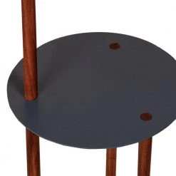 14 in. W Brown and Black Round Metal Top End Table with Inbuilt Wooden Pole by The Urban Port -The Urban Port Sales brown and black the urban port end side tables upt 238079 44 1000