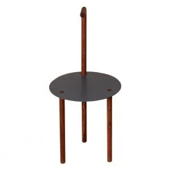 14 in. W Brown and Black Round Metal Top End Table with Inbuilt Wooden Pole by The Urban Port -The Urban Port Sales brown and black the urban port end side tables upt 238079 4f 1000
