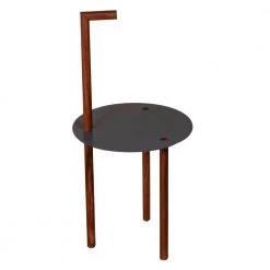 14 in. W Brown and Black Round Metal Top End Table with Inbuilt Wooden Pole by The Urban Port