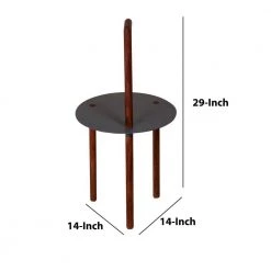 14 in. W Brown and Black Round Metal Top End Table with Inbuilt Wooden Pole by The Urban Port -The Urban Port Sales brown and black the urban port end side tables upt 238079 76 1000