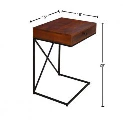 18 in. Brown and Black Rectangle Wooden Sofa Side Table with 1 Drawer and Metal Frame by The Urban Port -The Urban Port Sales brown and black the urban port end side tables upt 242947 40 1000