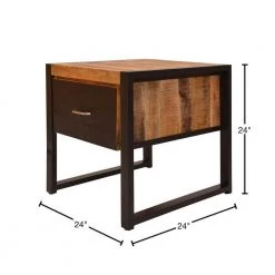 24 in. Brown and Black Single Drawer Wooden Side Table with Metal Frame by The Urban Port -The Urban Port Sales brown and black the urban port end side tables upt 242953 40 1000